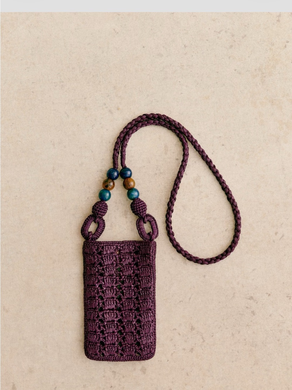 Sezane Purple Braided Crossbody Phone Pouch